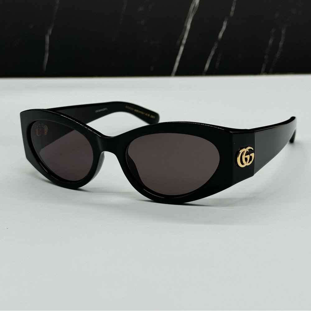 NEW GG1401S 001 GUCCI BLACK GRAY OVAL WOMEN GUCCI SUNGLASSES - Picture 4 of 15